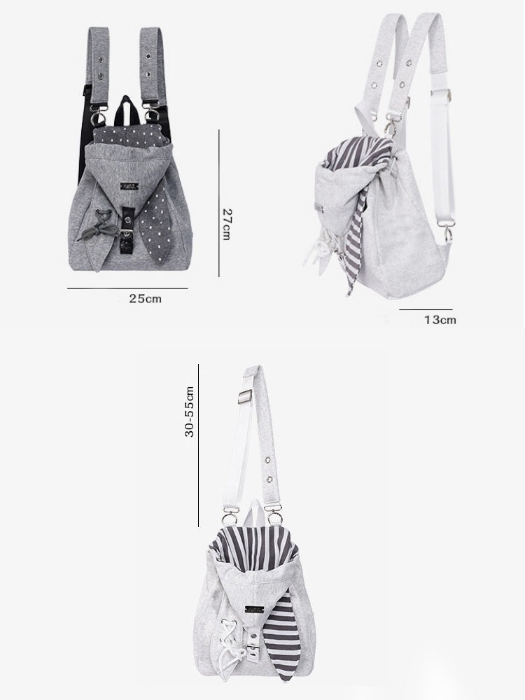 2way Rabbit Ear Patchwork Backpack Crossbody Schoolbag【s0000015973】
