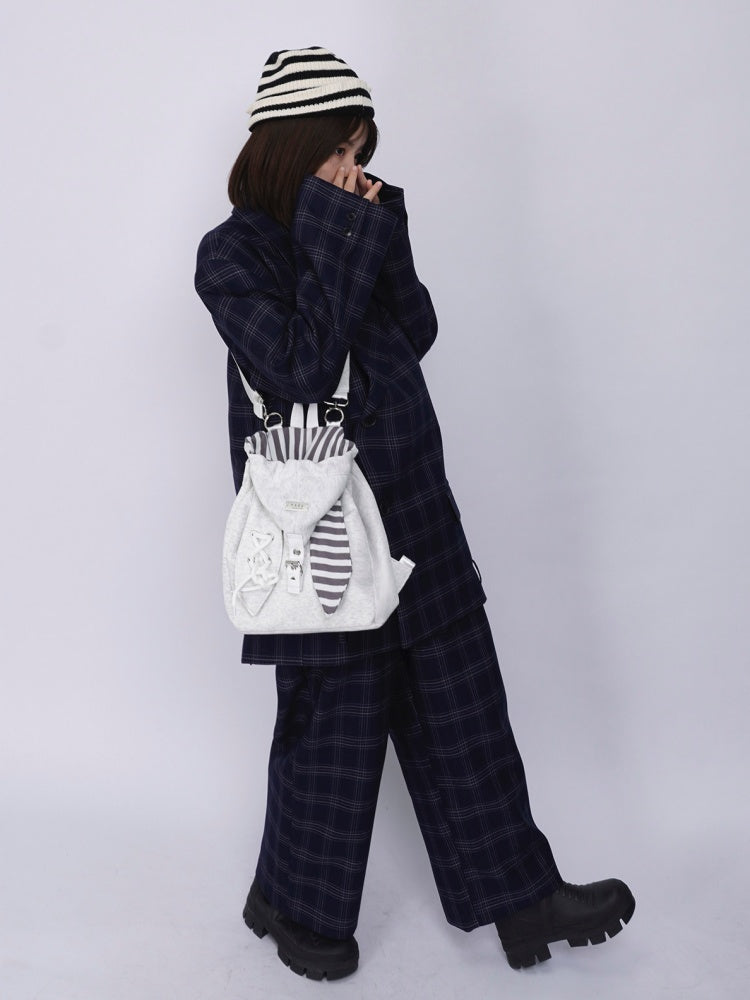 2way Rabbit Ear Patchwork Backpack Crossbody Schoolbag【s0000015973】