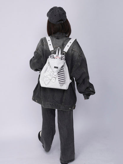 2way Rabbit Ear Patchwork Backpack Crossbody Schoolbag【s0000015973】