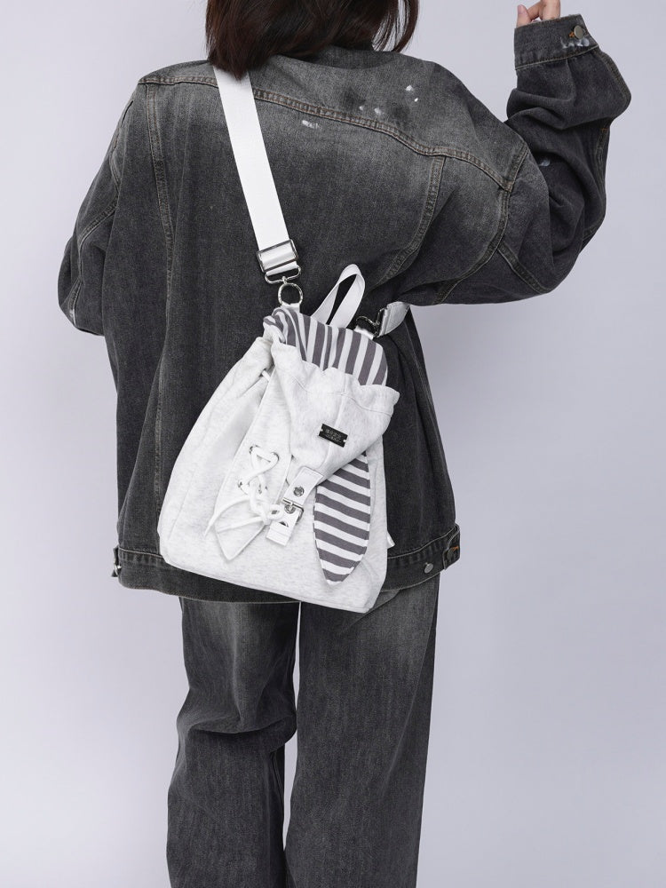 2way Rabbit Ear Patchwork Backpack Crossbody Schoolbag【s0000015973】
