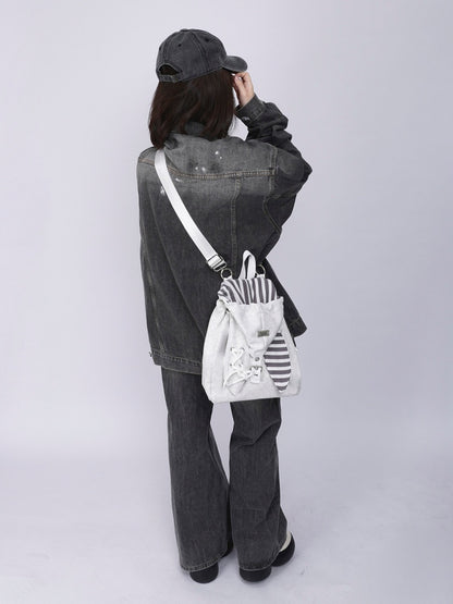 2way Rabbit Ear Patchwork Backpack Crossbody Schoolbag【s0000015973】