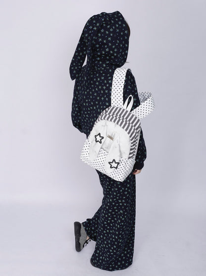 Rabbit Ear Dot Stripe Patchwork Backpack Schoolbag【s0000015975】