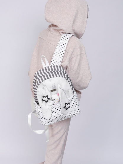 Rabbit Ear Dot Stripe Patchwork Backpack Schoolbag【s0000015975】