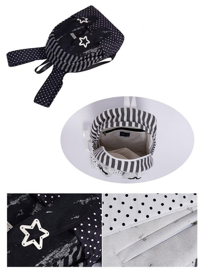 Rabbit Ear Dot Stripe Patchwork Backpack Schoolbag【s0000015975】