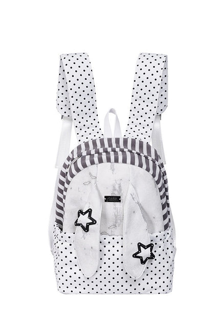 Rabbit Ear Dot Stripe Patchwork Backpack Schoolbag【s0000015975】
