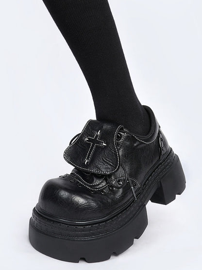 Subculture Flap Heightened Platform Loafers Oxford Shoes【s0000015977】