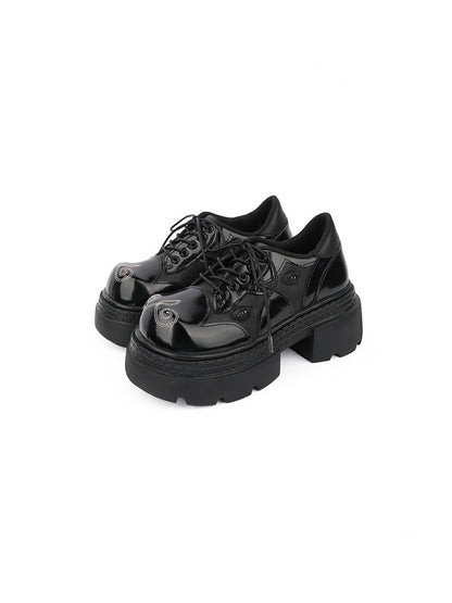 Gothic Chunky-Heeled Round-Toe Derby Heightened Platform Shoes【s0000015980】