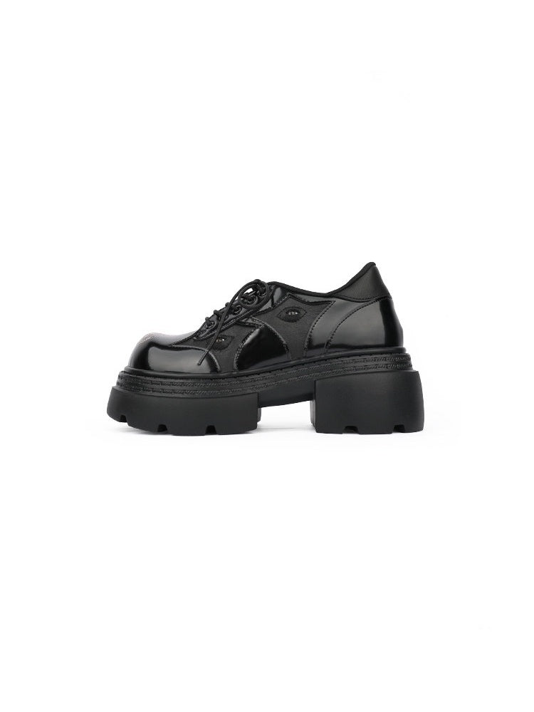 Gothic Chunky-Heeled Round-Toe Derby Heightened Platform Shoes【s0000015980】