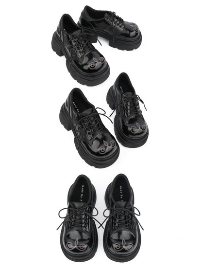 Gothic Chunky-Heeled Round-Toe Derby Heightened Platform Shoes【s0000015980】