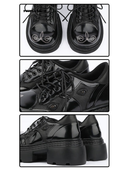 Gothic Chunky-Heeled Round-Toe Derby Heightened Platform Shoes【s0000015980】