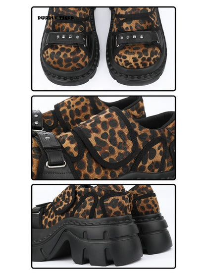 Leopard Print Chunky-Heel Platform Shoes【s0000015983】