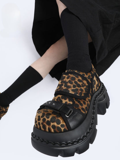Leopard Print Chunky-Heel Platform Shoes【s0000015983】