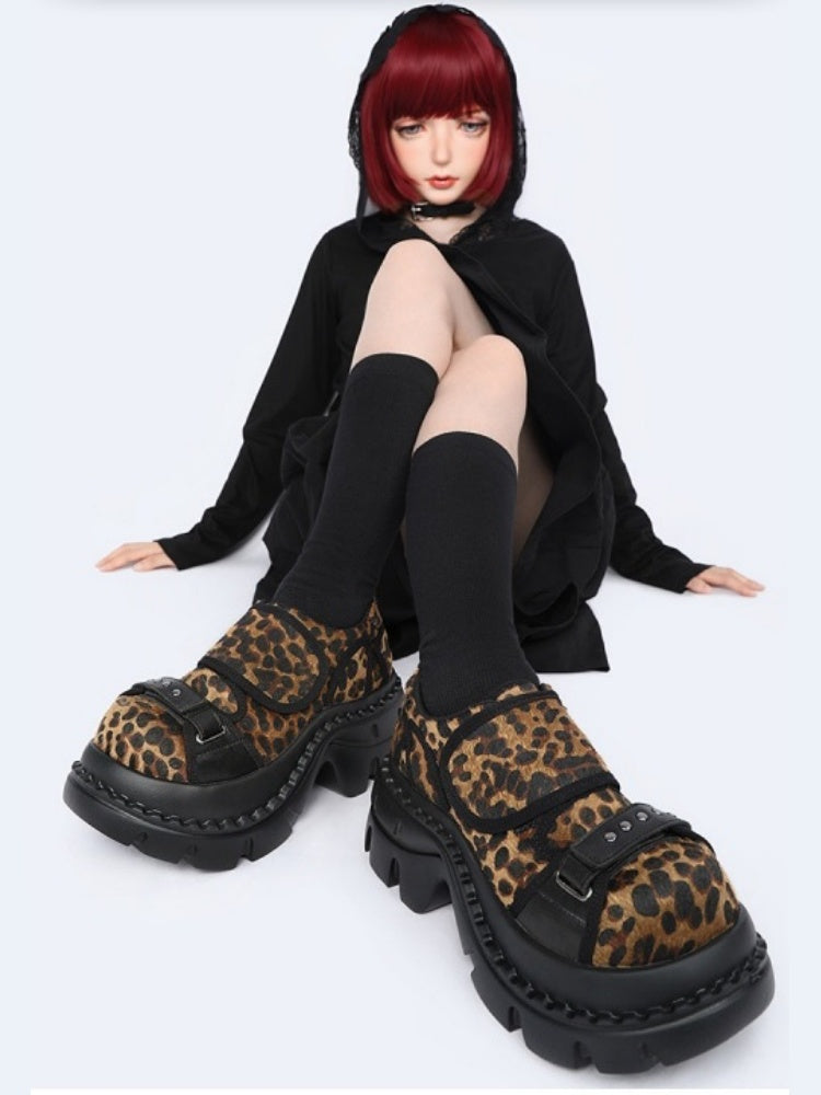 Leopard Print Chunky-Heel Platform Shoes【s0000015983】