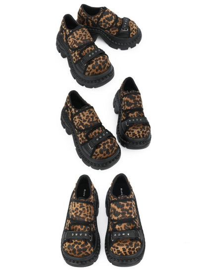 Leopard Print Chunky-Heel Platform Shoes【s0000015983】
