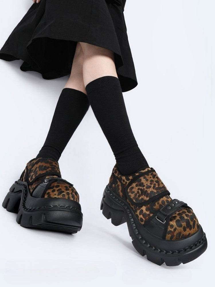 Leopard Print Chunky-Heel Platform Shoes【s0000015983】