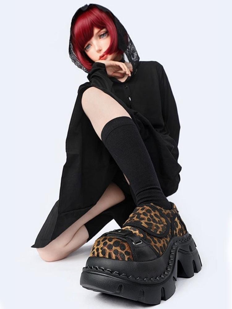 Leopard Print Chunky-Heel Platform Shoes【s0000015983】