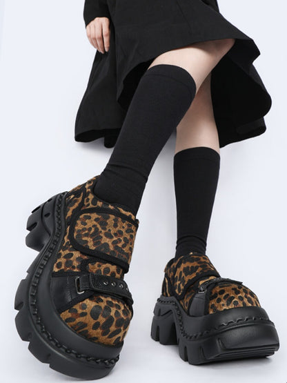 Leopard Print Chunky-Heel Platform Shoes【s0000015983】
