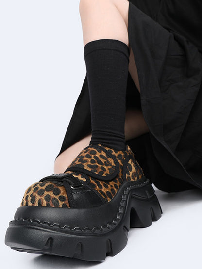 Leopard Print Chunky-Heel Platform Shoes【s0000015983】