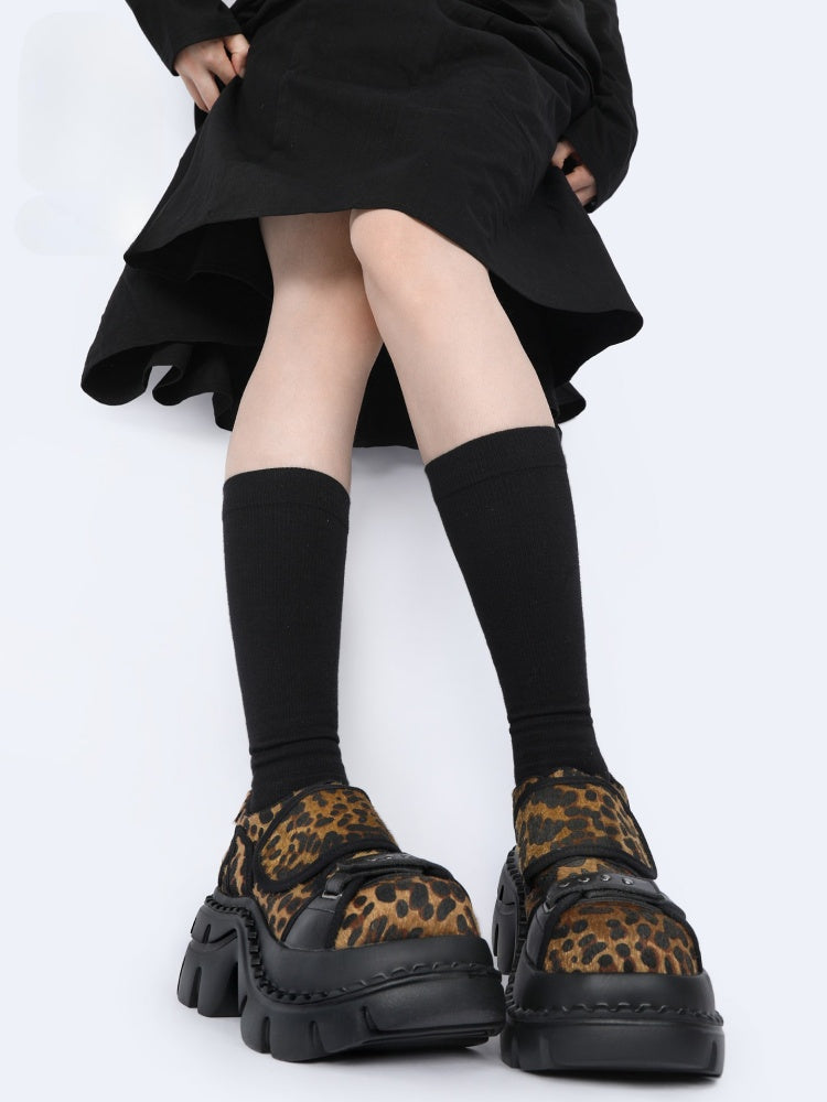 Leopard Print Chunky-Heel Platform Shoes【s0000015983】