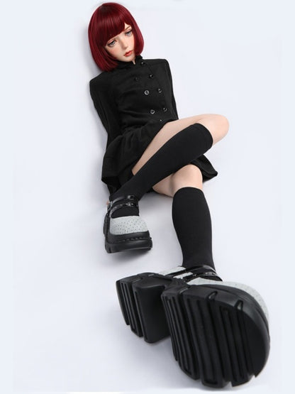 Niche Cute Polka Dot Mary Jane Heightened Platform Shoes【s0000015985】