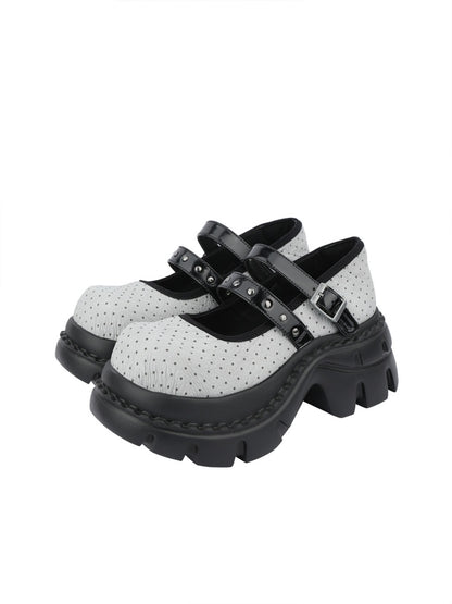 Niche Cute Polka Dot Mary Jane Heightened Platform Shoes【s0000015985】
