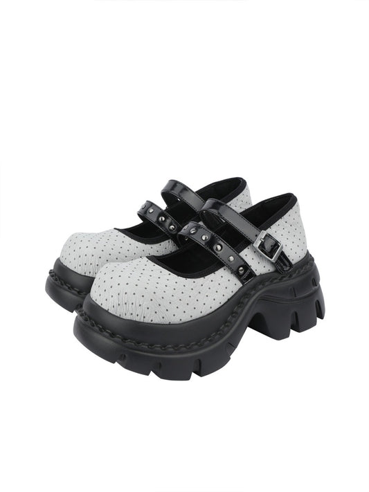 Niche Cute Polka Dot Mary Jane Heightened Platform Shoes【s0000015985】