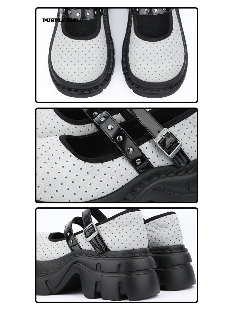 Niche Cute Polka Dot Mary Jane Heightened Platform Shoes【s0000015985】