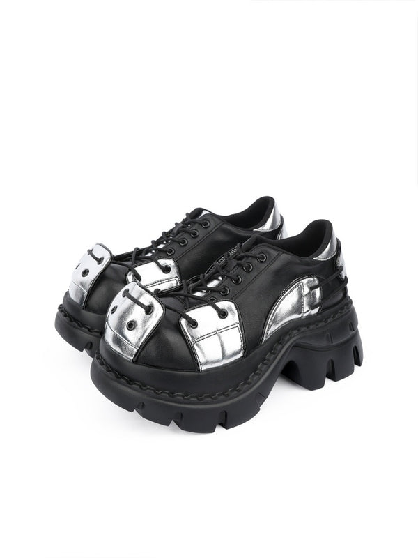 Cyberpunk Style Patchwork Height-Enhancing Chunky Platform Shoes【s0000015986】