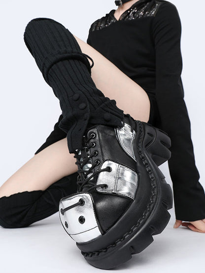 Cyberpunk Style Patchwork Height-Enhancing Chunky Platform Shoes【s0000015986】