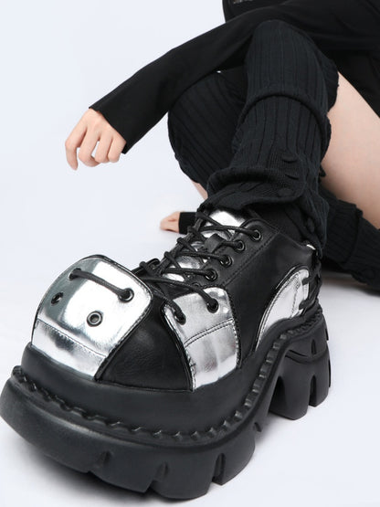 Cyberpunk Style Patchwork Height-Enhancing Chunky Platform Shoes【s0000015986】