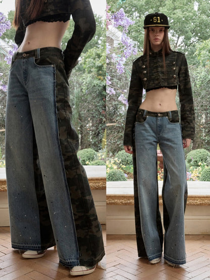 Double-Breasted Camouflage Cropped Jacket & Short Pants【s0000015990】