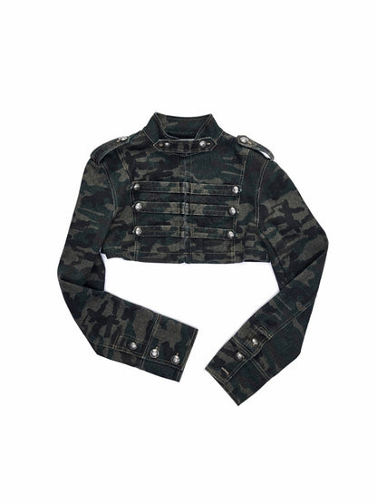 Double-Breasted Camouflage Cropped Jacket & Short Pants【s0000015990】