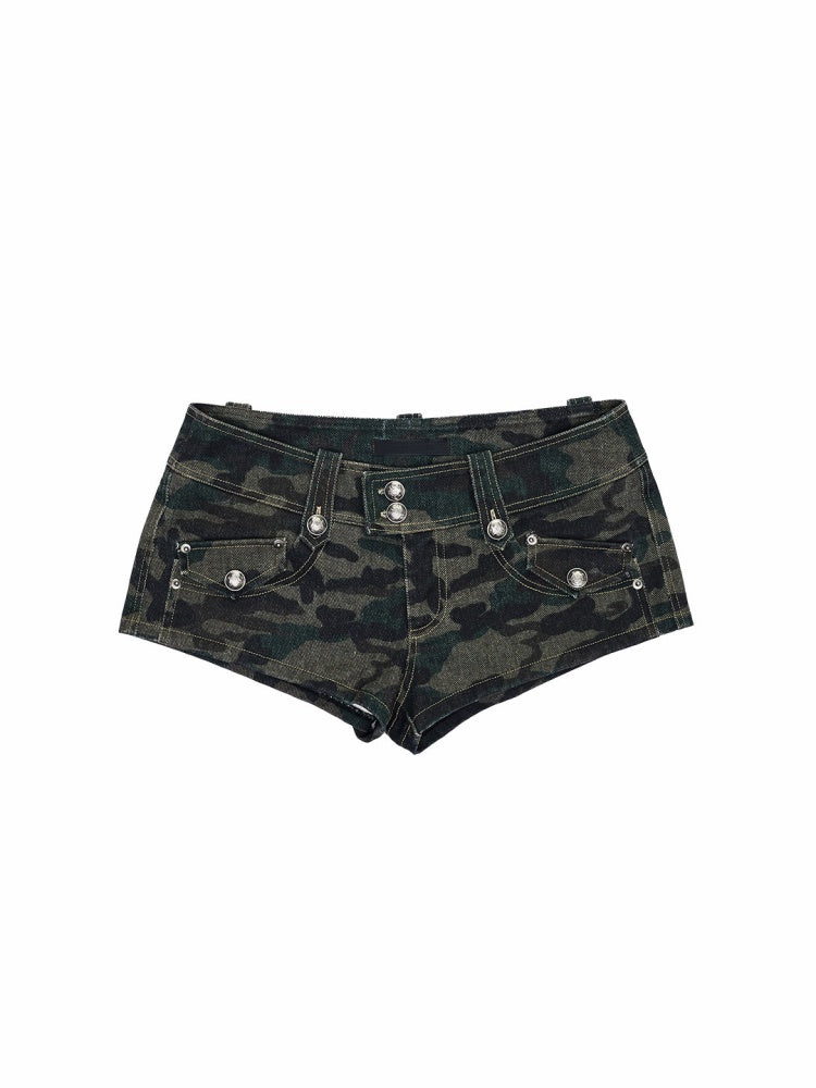 Double-Breasted Camouflage Cropped Jacket & Short Pants【s0000015990】