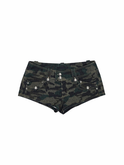 Double-Breasted Camouflage Cropped Jacket & Short Pants【s0000015990】