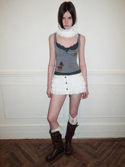 Faux Layered Lace Emblem Patchwork Camisole Tank Top【s0000015991】
