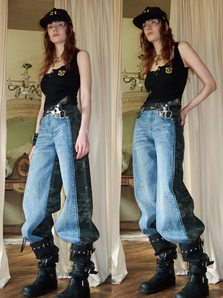 Faux Layered Lace Emblem Patchwork Camisole Tank Top【s0000015991】