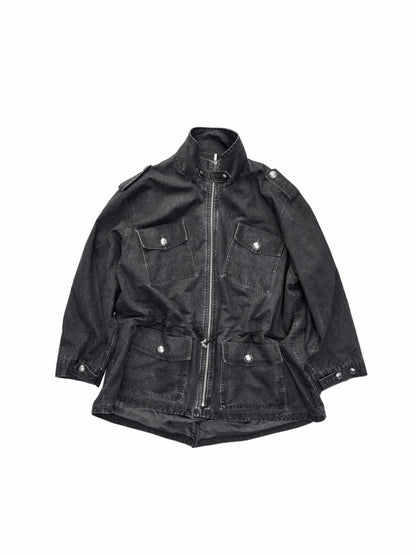 Washed Distressed Mid-Length Cargo Pocket Jacket【s0000015995】