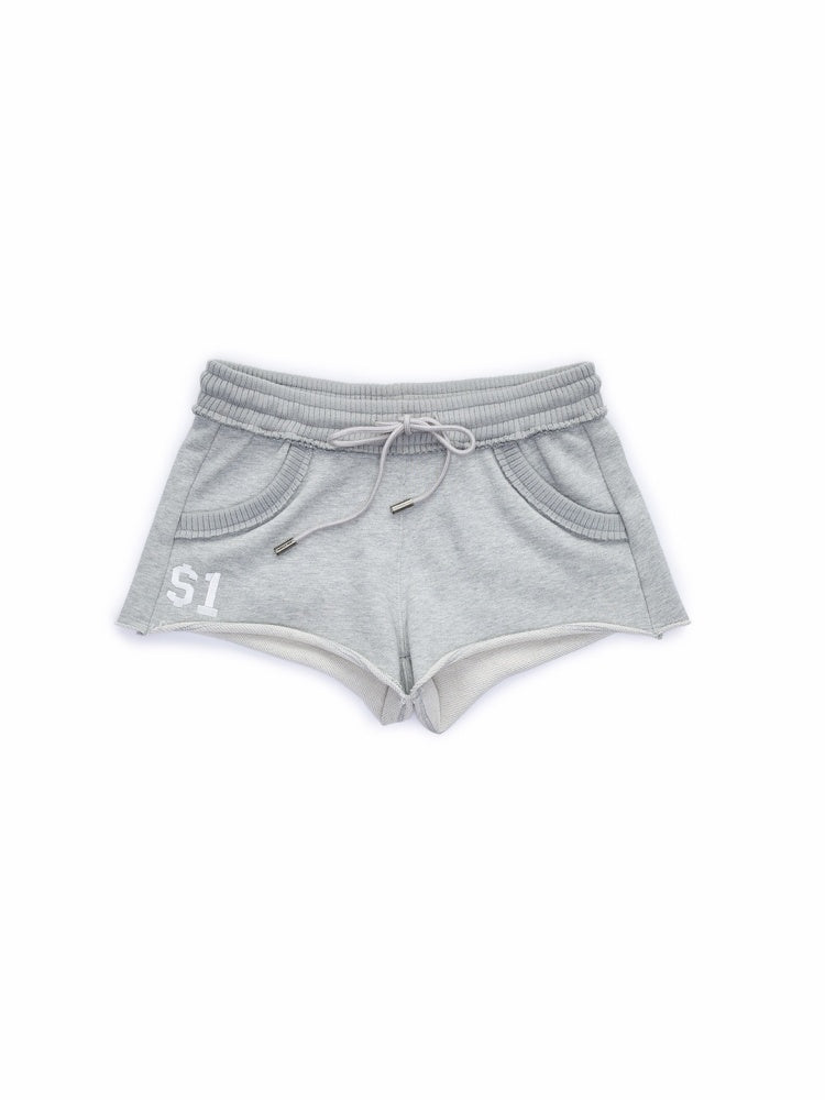 Camouflage Contrast Bone Embroidery Badge Ribbed Sweat Short Pants【s0000015996】