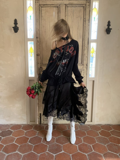 Lace Irregular Plaid Patchwork V-Neck Suspender Dress【s0000015997】