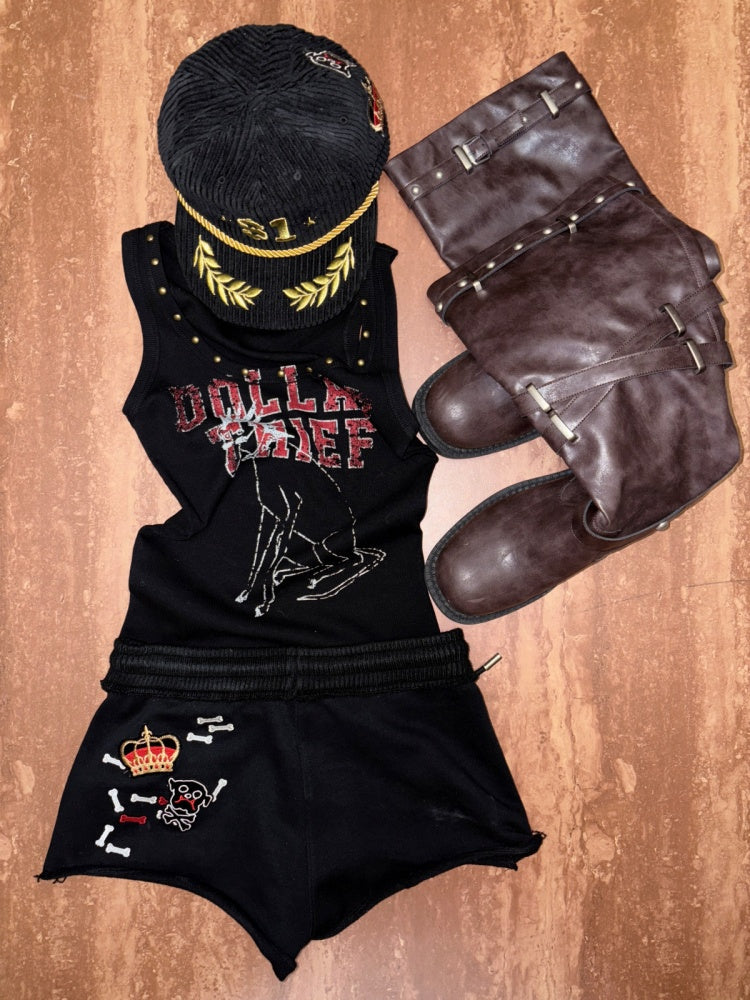 American Letter Animal Print U-Neck Tank Top【s0000016001】