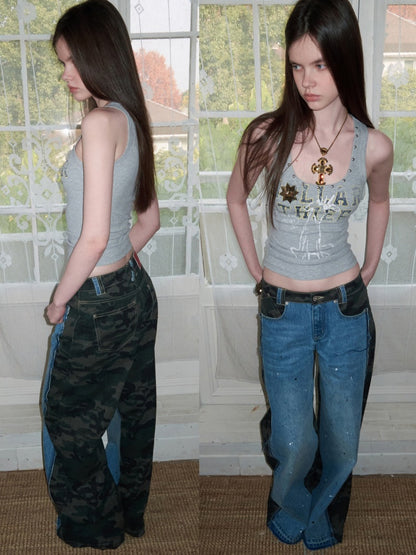 American Letter Animal Print U-Neck Tank Top【s0000016001】