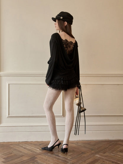 Faux Layered Lace Swing Collars Long Sleeve Base Shirts【s0000016006】