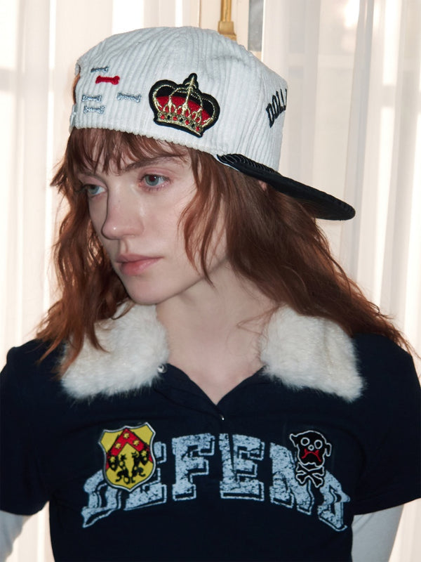 Contrast Corduroy Embroidery Webbing Flat Brim Truck Cap【s0000016010】