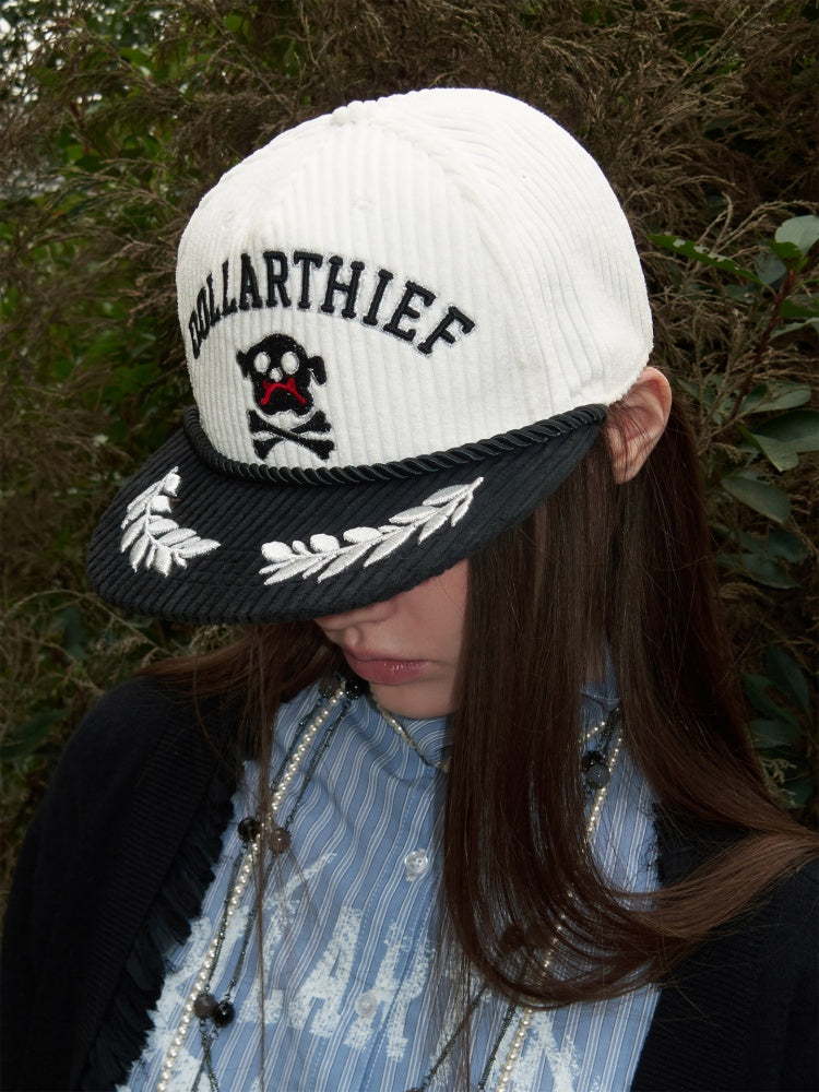 Contrast Corduroy Embroidery Webbing Flat Brim Truck Cap【s0000016010】