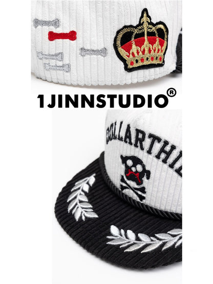 Contrast Corduroy Embroidery Webbing Flat Brim Truck Cap【s0000016010】