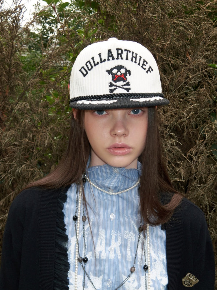 Contrast Corduroy Embroidery Webbing Flat Brim Truck Cap【s0000016010】
