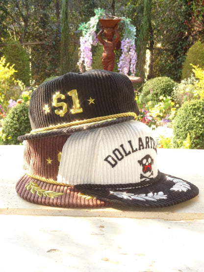 Contrast Corduroy Embroidery Webbing Flat Brim Truck Cap【s0000016010】