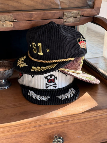 Contrast Corduroy Embroidery Webbing Flat Brim Truck Cap【s0000016010】