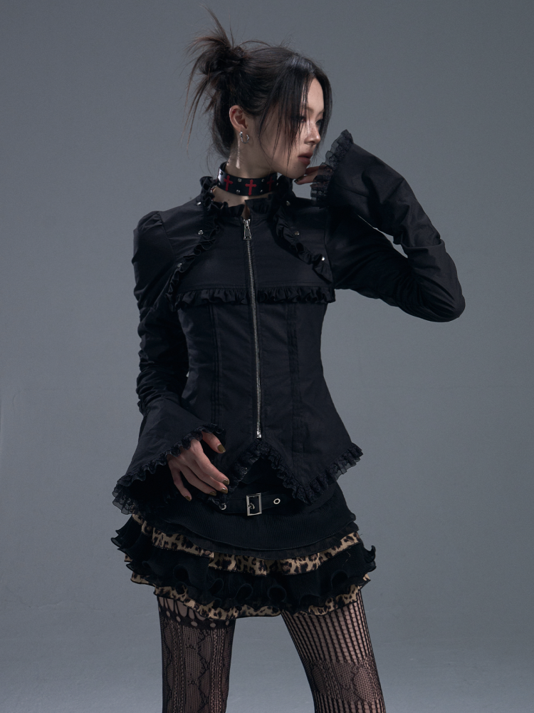 Gothic Frill Zip-Up Bell Sleeves Jacket【s0000011880】