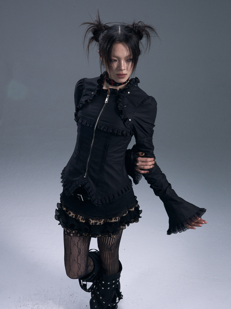 Gothic Frill Zip-Up Bell Sleeves Jacket【s0000011880】